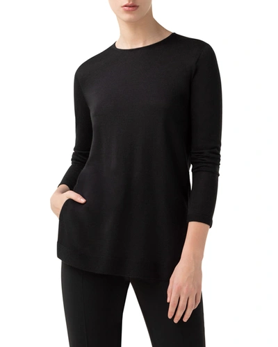 Akris Cashmere-silk Fine Gauge Sweater In Black