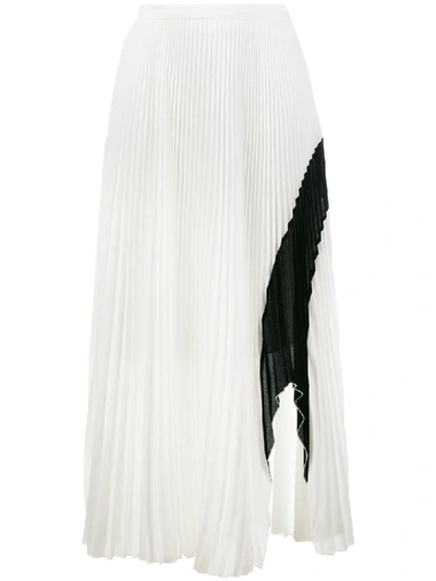 Proenza Schouler Arched Hem Pleated Crepe Gauze Skirt In Optic White Black