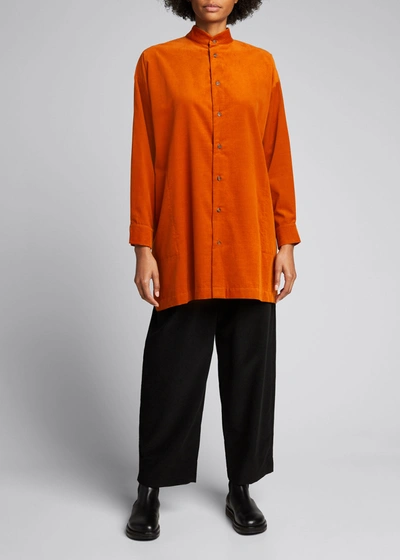 Eskandar Small Cord A-line Pleated Jacket In Rust