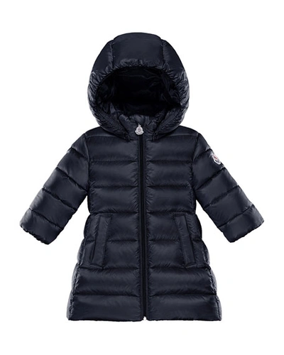 Moncler Babies' Majeure Quilted Puffer Hooded Long Coat In Blue