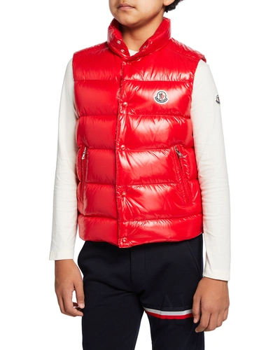 Moncler Kids' Boy's Tib Laque Mini-me Down Puffer Vest In Red | ModeSens