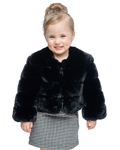 Fabulous Furs Kids' Girl's Diva In Training Faux Fur Coat In Black