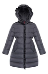 Moncler Kids' Vennal Ruffle Trim Water Resistant Down Puffer Coat In Blue