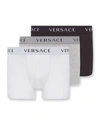 Versace Men's 3-pack Solid Logo Boxer Briefs In Multi