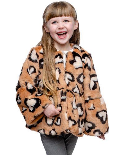 Fabulous Furs Kids' Girl's Xoxo Leopard Faux Fur Coat