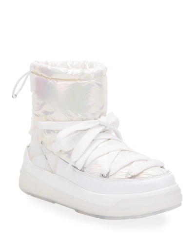 Moncler Insolux Down Iridescent Snow Boots In White