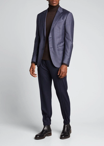 Ermenegildo Zegna Men's Wool Multi-check Sport Jacket In Blu