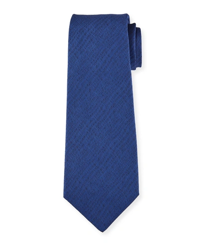 Kiton Men's Solid Herringbone Silk Tie In Blue