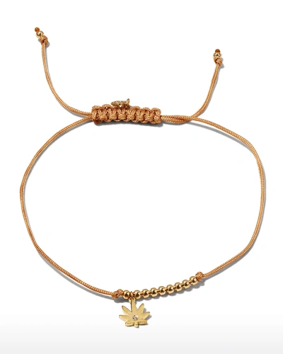 Sydney Evan Diamond Pot Leaf Pull-cord Bracelet In Brown