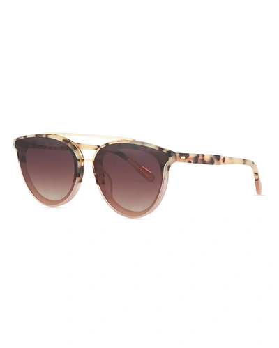 Krewe Clio Round Acetate Sunglasses In Oyster To Petal
