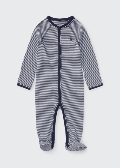 Ralph Lauren Babies' Yarn-dyed Cotton Footie Coverall In Blue