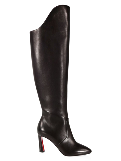 Christian Louboutin Eleonor Tall Suede Red Sole Boots In Black