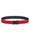 Mcm Claus Reversible Cut-to-size Logo Belt In Candy Red