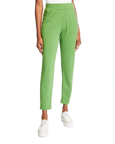 Akris Cashmere Side-zip Conical-leg Pants In Green