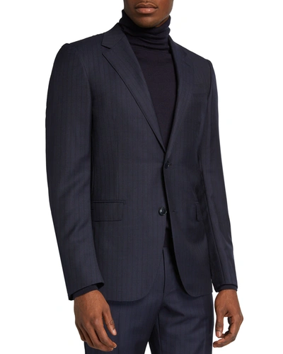 Ermenegildo Zegna Men's Wool Tonal Double-stripe Two-piece Suit In Blue