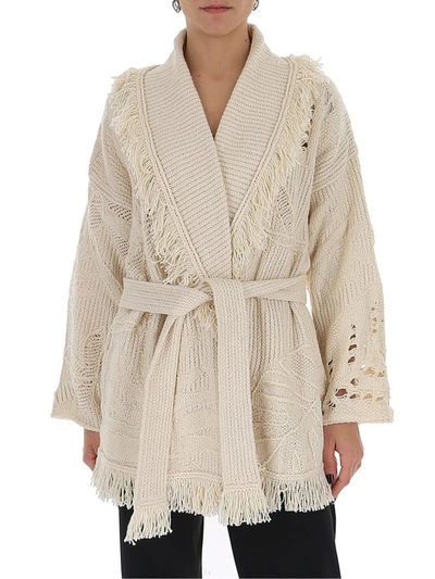 Alanui Cashmere-wool Quilted Cardigan In White