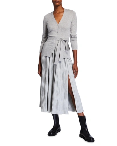 Altuzarra Belted Cardigan Midi Dress In Gray