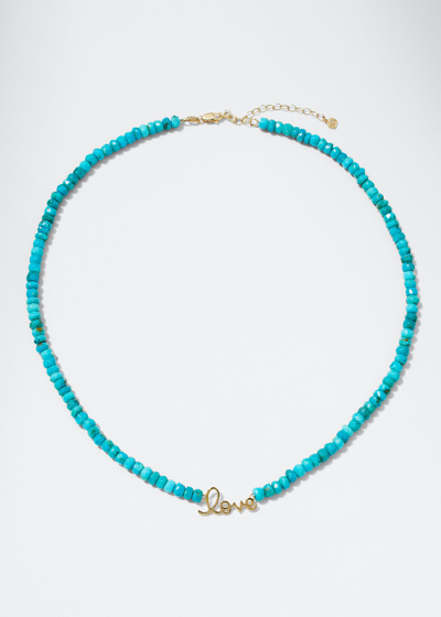 Sydney Evan Pure Love 14k Yellow Gold Turquoise Beaded Necklace