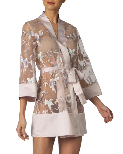 Rya Collection Stunning Floral-embroidered Cover-up Dressing Gown In Sepia Rose