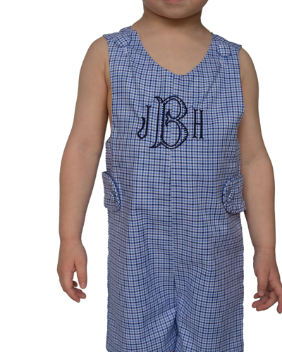 Brown Bowen And Company Babies' Plaid Jon Jon - Monogram Option In Red White Blue