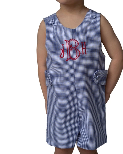 Brown Bowen And Company Babies' Windowpane Jj - Monogram Option In Battery Blue