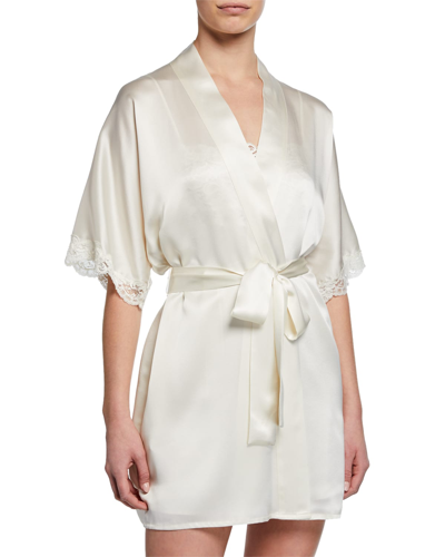 Christine Lingerie Bijoux Short Silk Robe In White