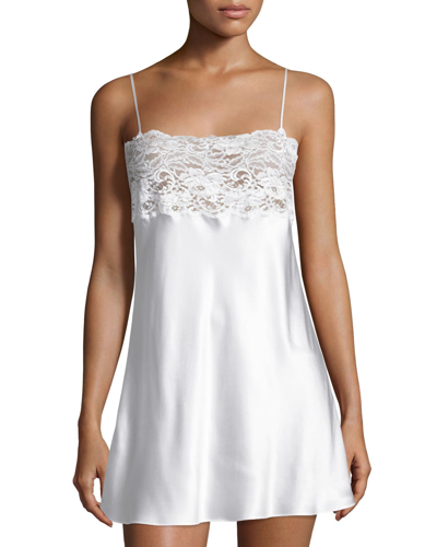 Christine Lingerie Bijoux Lace-band Silk Chemise In Pearl
