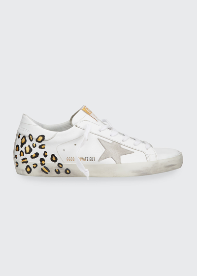 Golden Goose Superstar Hand-painted Leopard Leather Sneakers In White