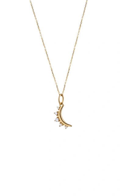 Monica Rich Kosann 18k Yellow Gold Mini Diamond Moon Charm Necklace In Ylwgold