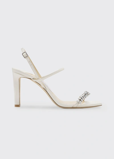 Jimmy Choo Meira Crystal Ankle-strap Sandals In Latte Crystal