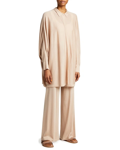 Alaïa Oversized Cashmere-silk Top In Sable