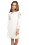 Un Deux Trois Kids' Girl's Tiered Sleeve Sheath Dress In Ivory