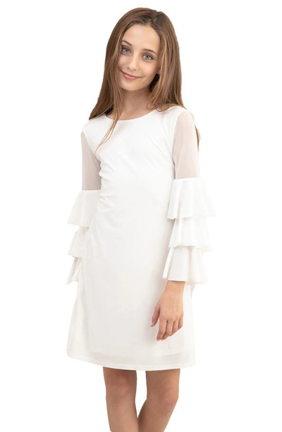 Un Deux Trois Kids' Girl's Tiered Sleeve Sheath Dress In Ivory