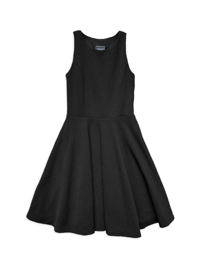 Un Deux Trois Kids' Little Girl's & Girl's Textured Crewneck Dress In Black