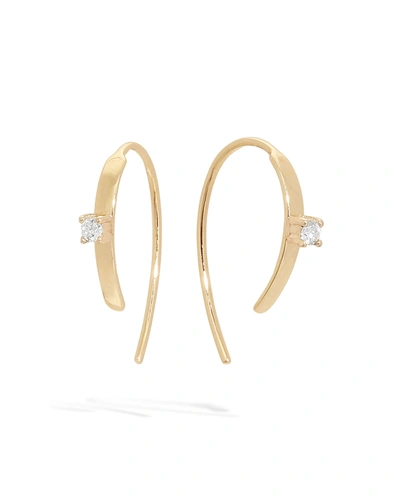 Lana Mini Flat Hooked On Hoop Earrings With Diamonds, 15mm In Gold
