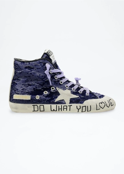 Golden Goose Do What You Love Sequin High-top Sneakers In Blue