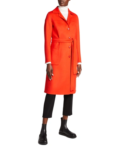 Akris Cashmere Double-face Belted Coat In Red