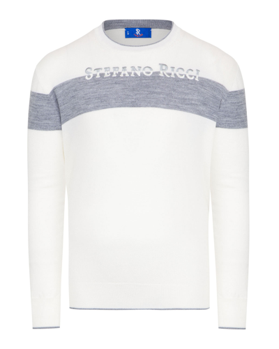 Stefano Ricci Kids' Boy's Logo Embroidered Wool Knit Jumper In White
