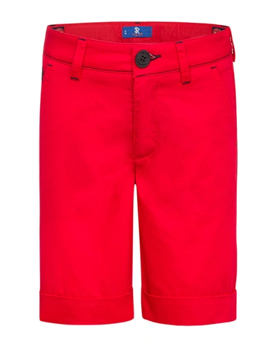 Stefano Ricci Kids' Boy's Solid Cotton Bermuda Shorts In Red