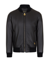 Stefano Ricci Kids' Boy's Tiger Embroidered Leather Bomber Jacket In Black