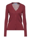 Prada V-neck Cashmere-silk Cardigan In Brick Red