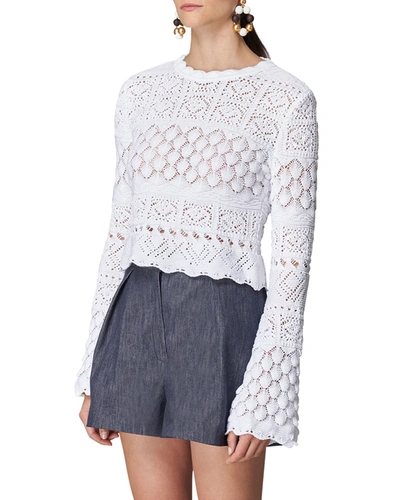 Carolina Herrera Scallop Crochet-knit Crop Top In White