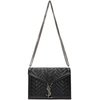 Saint Laurent Womens Black/silver Cassandra Woven Leather Shoulder Bag In 1000 Black