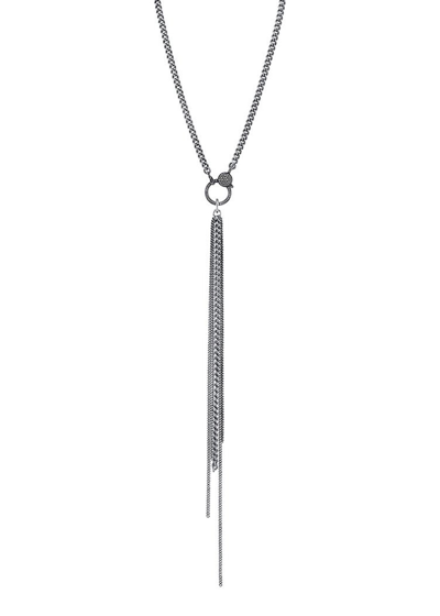 Sheryl Lowe Curb Chain Tassel Necklace With Diamond Clasp In Multi