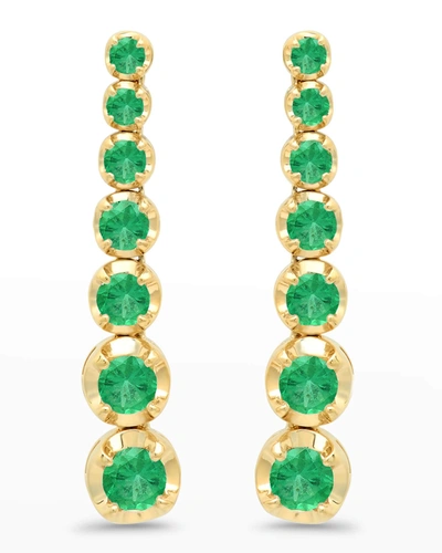 Jennifer Meyer 18k Gold 7-emerald Tennis Stud Earrings