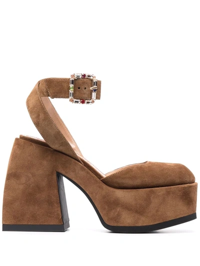 Nodaleto Womens Brown Bulla Sofia Suede Platform Sandals 2