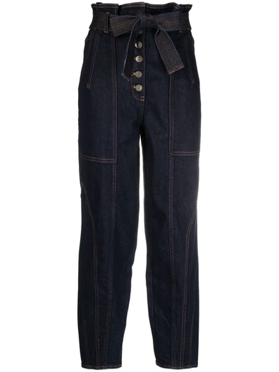 Ulla Johnson Brier Belted-waist Tapered Jeans In Blue