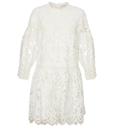 Ulla Johnson Albertine Linen & Cotton Lace Long Sleeve Dress In White