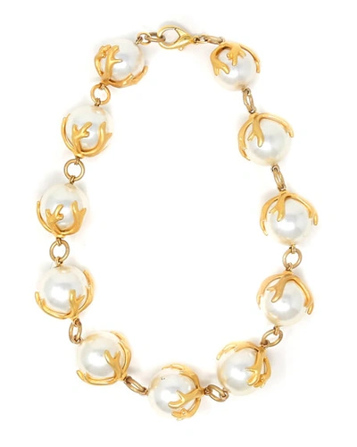 Ben-amun Pearly Bead Link Necklace In Gold