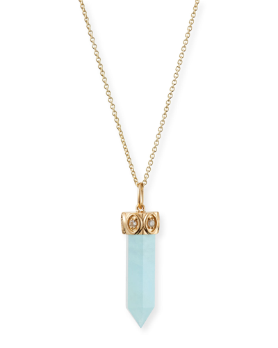 Sydney Evan Long Aquamarine Crystal Pendant Necklace In Blue